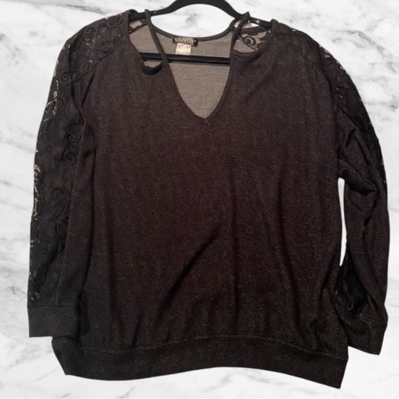 Venus Black Lace Sleeve Sweater - Size Medium (Great Condition) - Picture 1 of 7